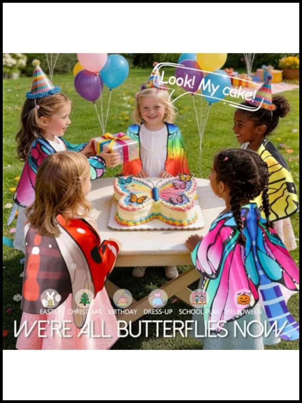 Kids Dress-Up Butterfly Wings Costume Set 4-Pack Bee Ladybug Fairy Pretend Play